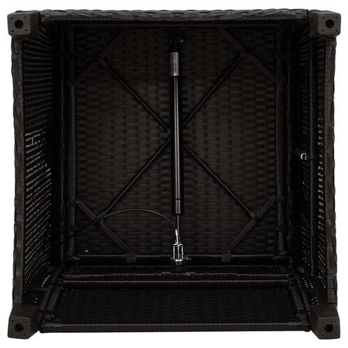 Havestol med lænefunktion og sidebord polyrattan sort