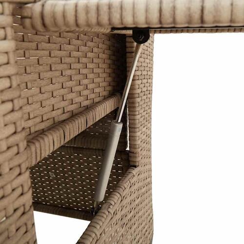 Havestol med lænefunktion og sidebord polyrattan beige