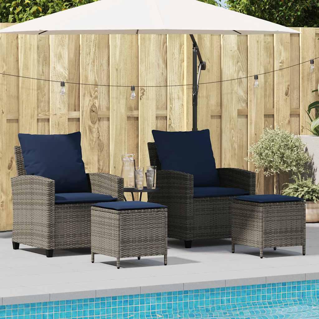 Sofasæt til haven 4 dele med hynder polyrattan grå billede