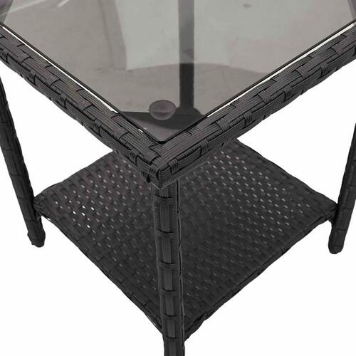 Havesofa med bord og hynder L-formet polyrattan sort