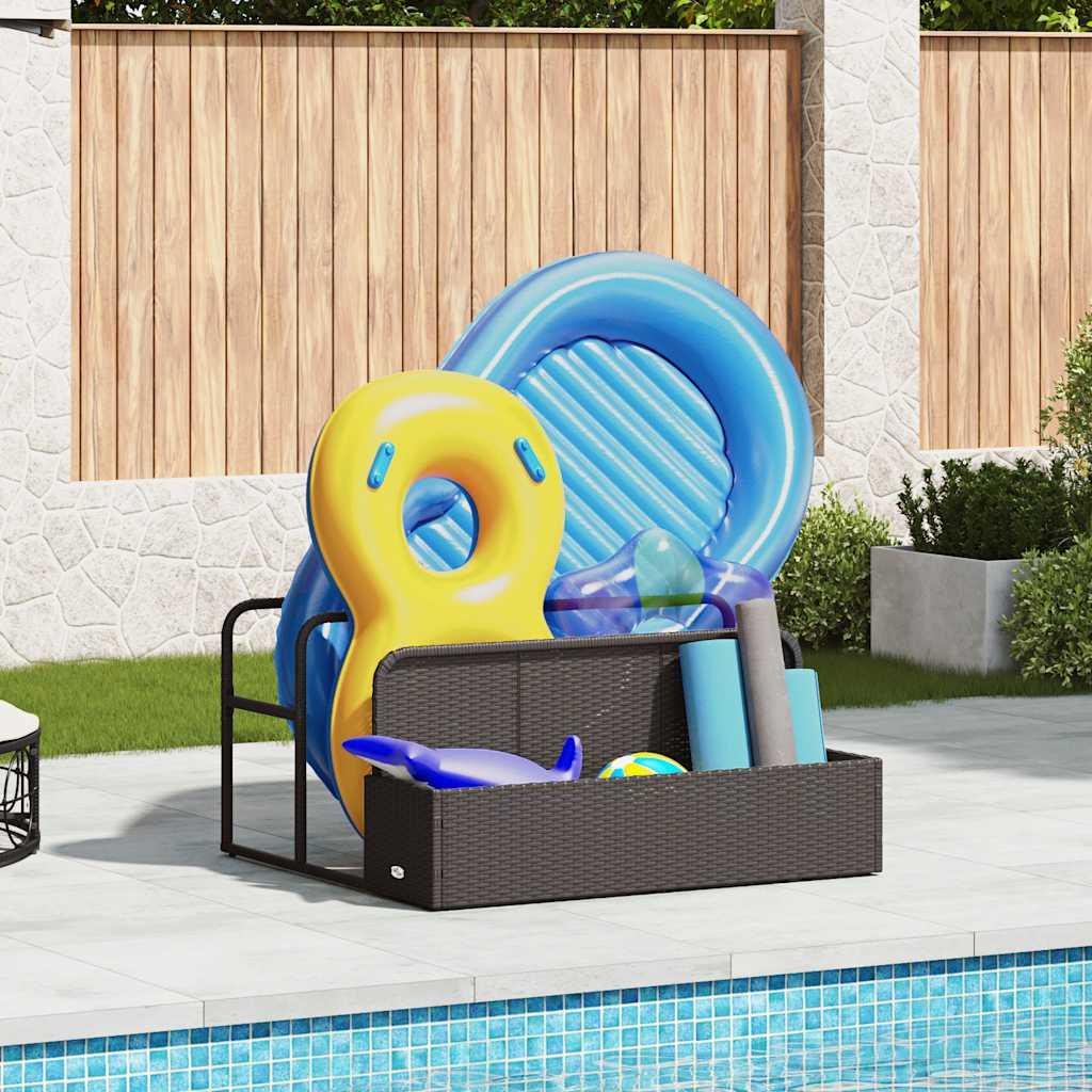 Float opbevaring ved poolen 110x100x57 cm polyrattan sort billede