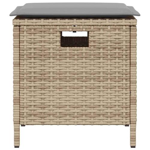Spisebordssæt til haven 5 dele med hynder polyrattan beige