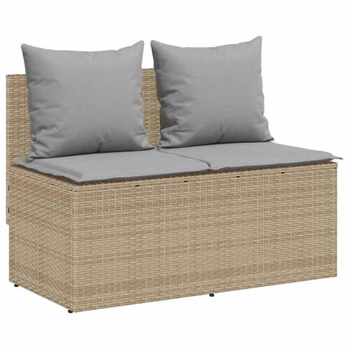 Spisebordssæt til haven 3 dele med hynder polyrattan beige