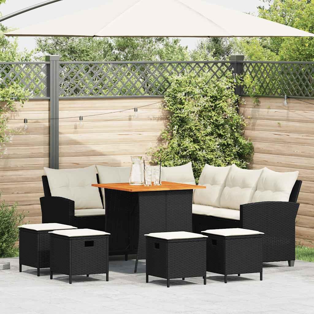 Sofasæt til haven 6 dele med hynder L-formet polyrattan sort billede
