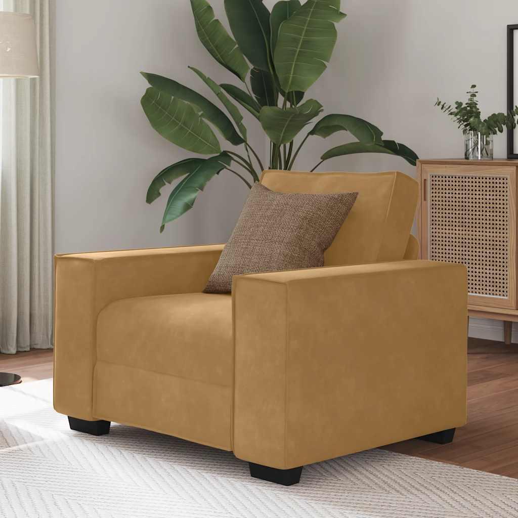 Sofastol 60 cm fløjl brun