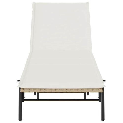 Liggestol med hynde polyrattan beige