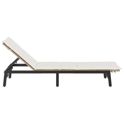 Liggestol med hynde polyrattan beige