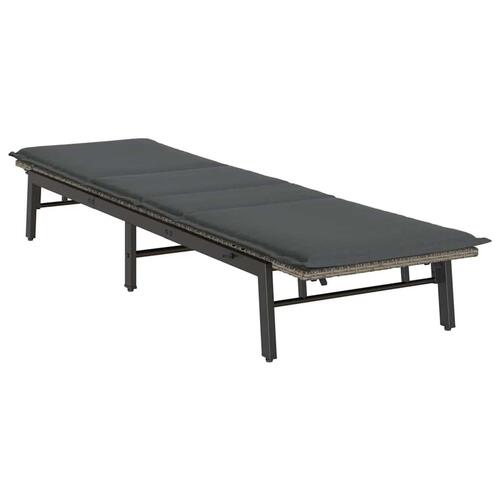 Liggestol med hynde polyrattan grå