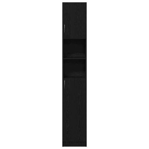 Badeværelsesskab 32x25,5x190 cm konstrueret træ sort egetræ