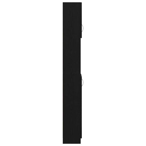 Badeværelsesskab 32x25,5x190 cm konstrueret træ sort egetræ