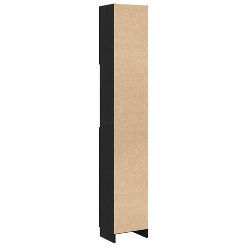 Badeværelsesskab 32x25,5x190 cm konstrueret træ sort egetræ