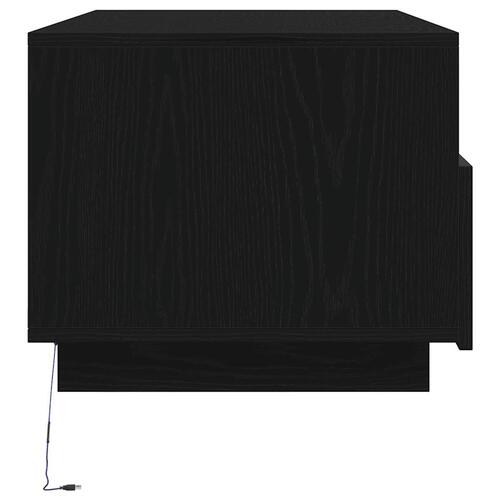 Sofabord med LED-lys 90x49x40 cm sort egetræsfarve