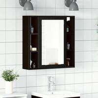 Badeværelsesskab + spejl 60x16x60 cm konstrueret træ sort eg