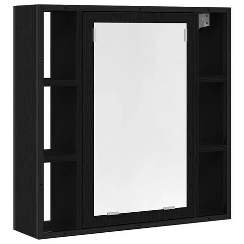 Badeværelsesskab + spejl 60x16x60 cm konstrueret træ sort eg