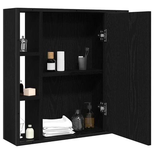 Badeværelsesskab + spejl 60x16x60 cm konstrueret træ sort eg