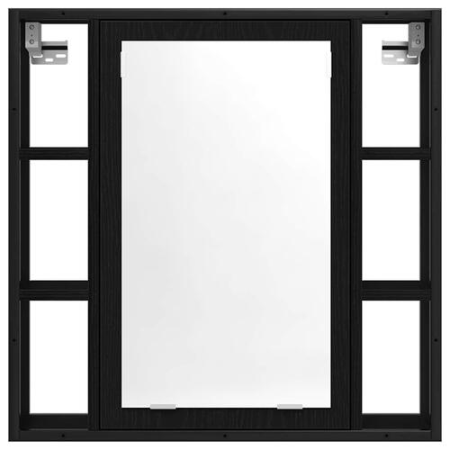 Badeværelsesskab + spejl 60x16x60 cm konstrueret træ sort eg