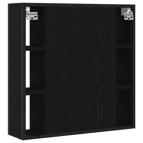 Badeværelsesskab + spejl 60x16x60 cm konstrueret træ sort eg