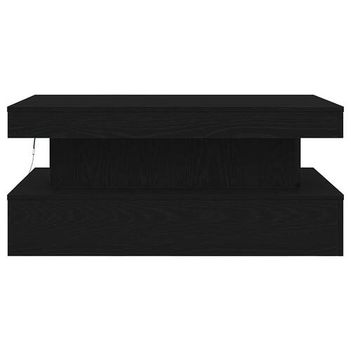 Sofabord med LED-lys 90x50x40 cm sort egetræsfarve