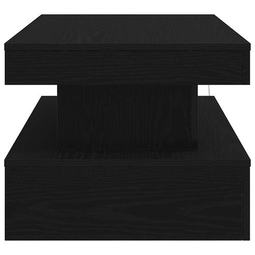 Sofabord med LED-lys 90x50x40 cm sort egetræsfarve