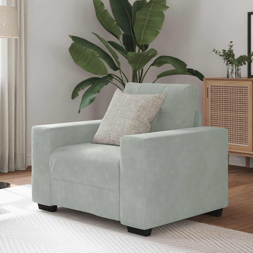 Sofastol 60 cm fløjl lysegrå
