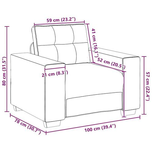 Sofastol 60 cm fløjl lysegrå