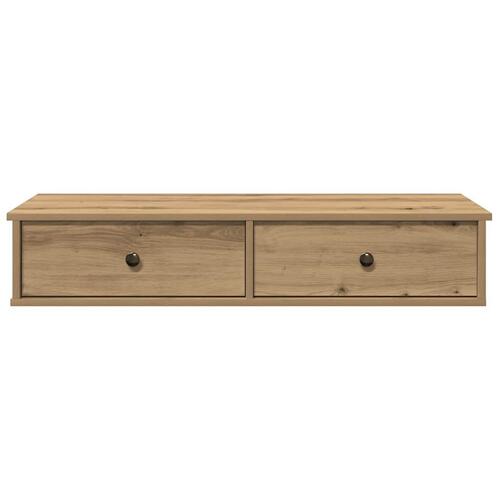 Væghylde med skuffer 100x37,5x19cm konstrueret træ egetræsfarve (OUTLET A)
