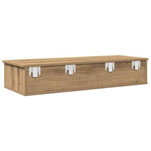 Væghylde med skuffer 100x37,5x19cm konstrueret træ egetræsfarve (OUTLET A)