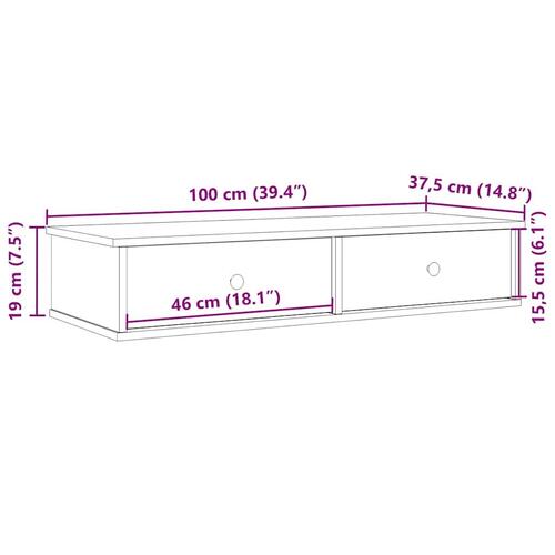 Væghylde med skuffer 100x37,5x19cm konstrueret træ egetræsfarve (OUTLET A)