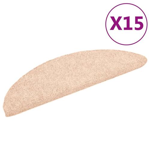 Selvklæbende trappemåtter 15 stk. nålenagle 56x17x3 cm creme