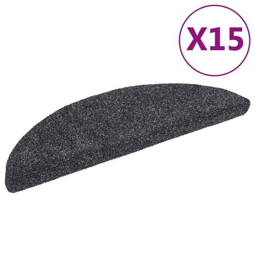 Selvklæbende trappemåtter 15 stk. nålenagle 56x17x3 cm mørkegrå