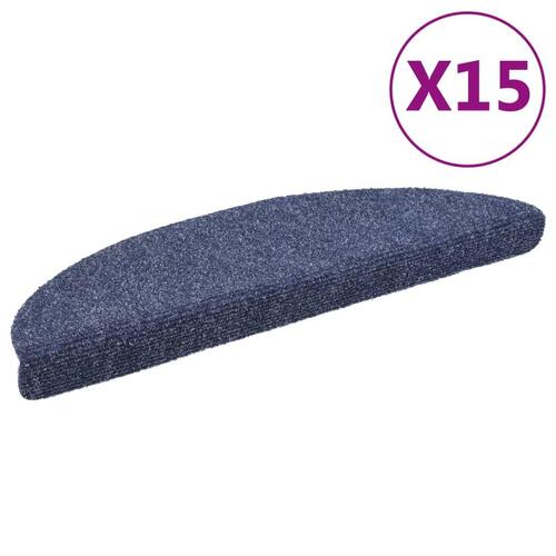 Selvklæbende trappemåtter 15 stk. nålenagle 56x17x3 cm blå