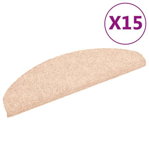 Selvklæbende trappemåtter 15 stk. nålenagle 65x21x4 cm creme