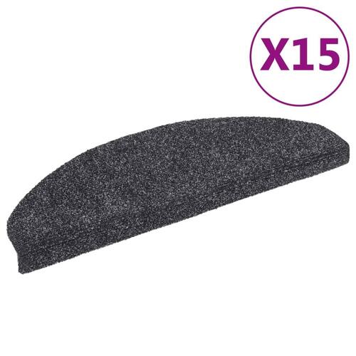 Selvklæbende trappemåtter 15 stk. nålenagle 65 x 21 x 4 cm mørkegrå