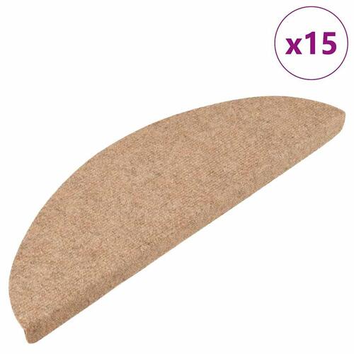 Selvklæbende trappemåtter 15 stk. 56x17x3 cm beige