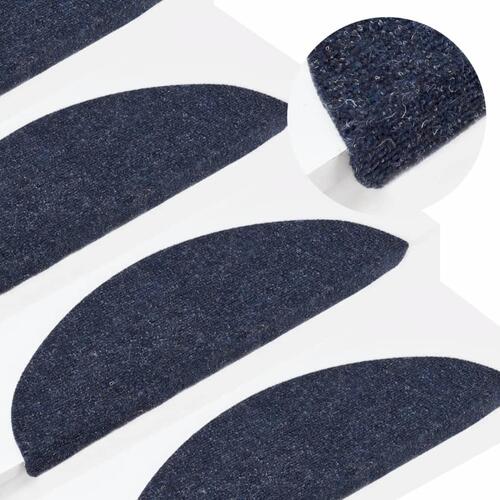 Selvklæbende trappemåtter 15 stk. 56x17x3 cm blå