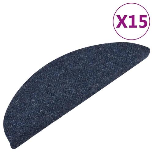 Selvklæbende trappemåtter 15 stk. 56x17x3 cm blå