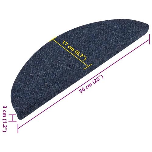 Selvklæbende trappemåtter 15 stk. 56x17x3 cm blå