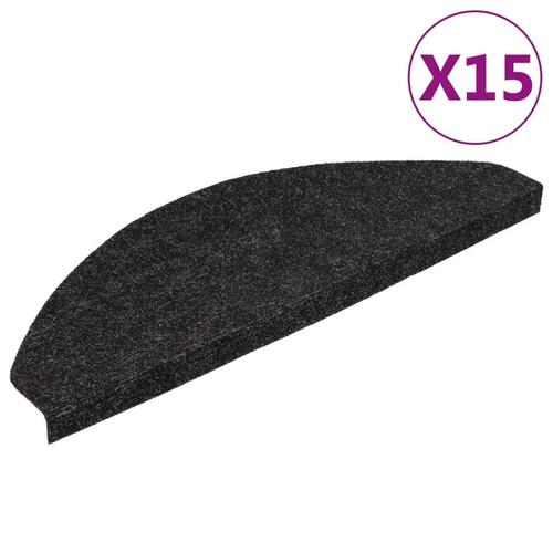 Selvklæbende trappemåtter 15 stk. 65x22,5x3,5 cm antracitgrå