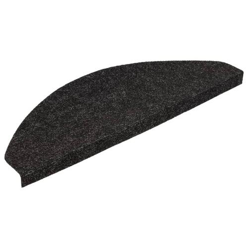 Selvklæbende trappemåtter 15 stk. 65x22,5x3,5 cm antracitgrå