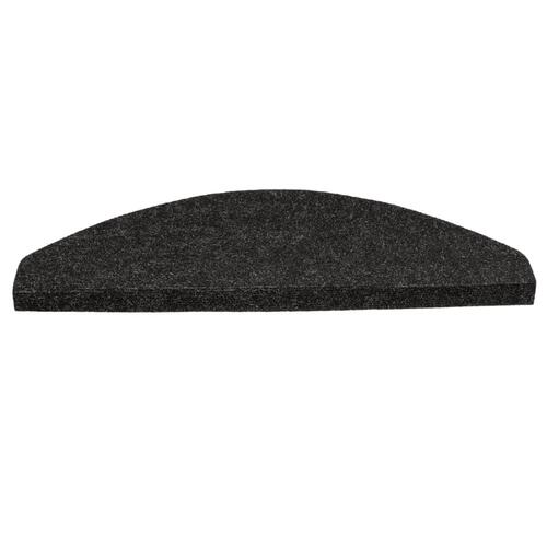 Selvklæbende trappemåtter 15 stk. 65x22,5x3,5 cm antracitgrå