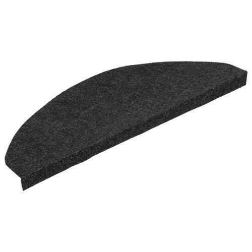 Selvklæbende trappemåtter 15 stk. 65x22,5x3,5 cm sort