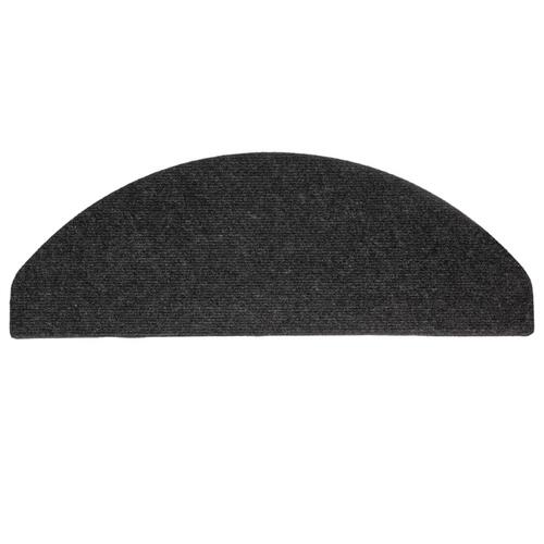 Selvklæbende trappemåtter 15 stk. 65x22,5x3,5 cm sort