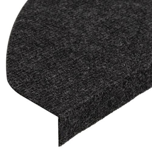 Selvklæbende trappemåtter 15 stk. 65x22,5x3,5 cm sort