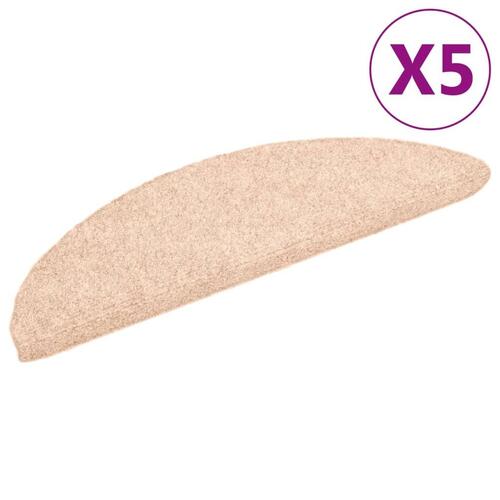 Selvklæbende trappemåtter 5 stk. 56x17x3 cm tuftet brun