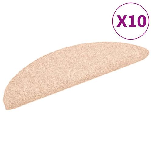 Selvklæbende trappemåtter 10 stk. 56x17x3 cm tuftet cremefarvet