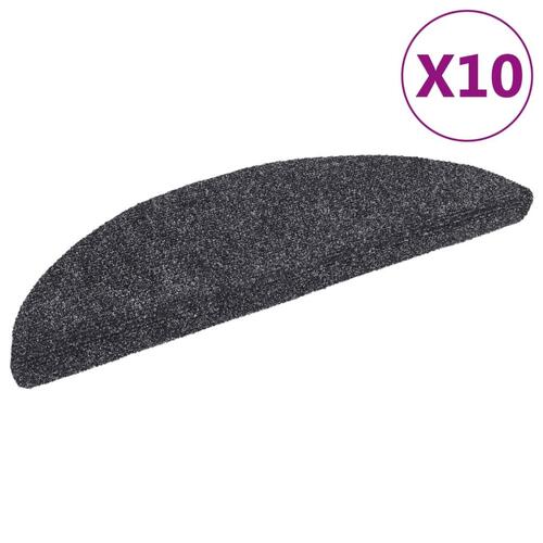 Selvklæbende trappemåtter 10 stk. 56x17x3 cm tuftet mørkegrå
