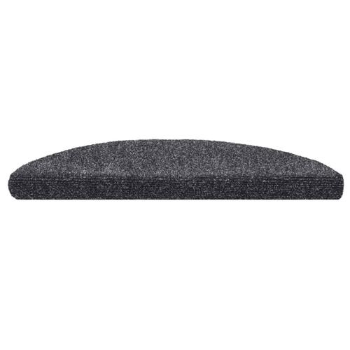 Selvklæbende trappemåtter 10 stk. 56x17x3 cm tuftet mørkegrå