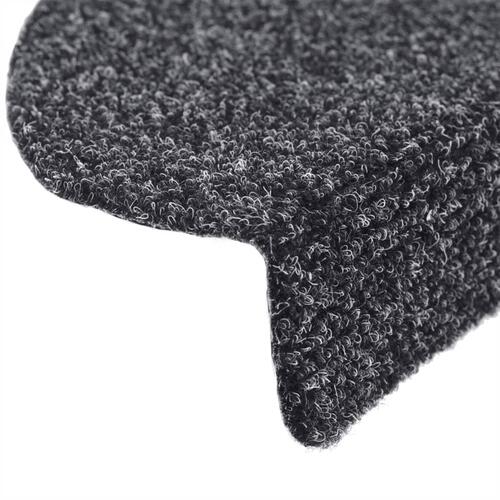 Selvklæbende trappemåtter 10 stk. 56x17x3 cm tuftet mørkegrå