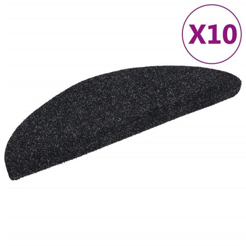 Selvklæbende trappemåtter 10 stk. 56x17x3 cm tuftet sort