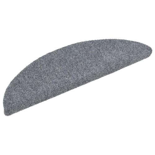 Selvklæbende trappemåtter 5 stk. 56x17x3 cm tuftet lysegrå